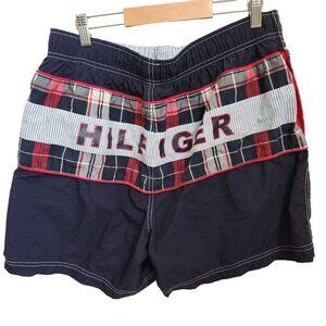 Tommy Hilfiger Mens Big Logo Swimming Trunks Swimwear‎ Red Blue White sz Large